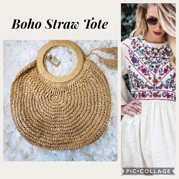 💙Woven Straw Bag | Straw purse | Straw Tote - Picture 2 of 7